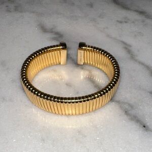 Janis Savitt Adjustable Cobra Gold Ribbed Cuff Bracelet
